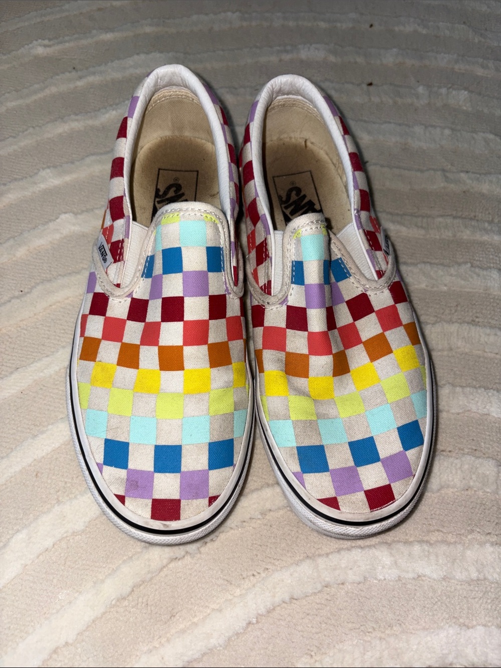 Vans Checkerboard Slip-On Shoes - Rainbow Colors